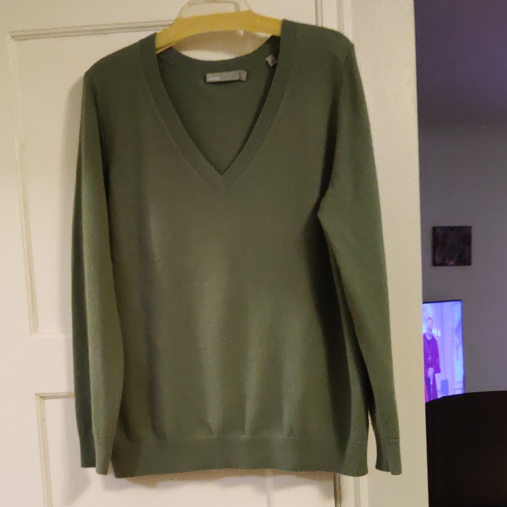 Vince Olive V-Neck Sweater